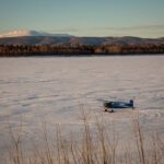 Bush plane on the frozen Yukon