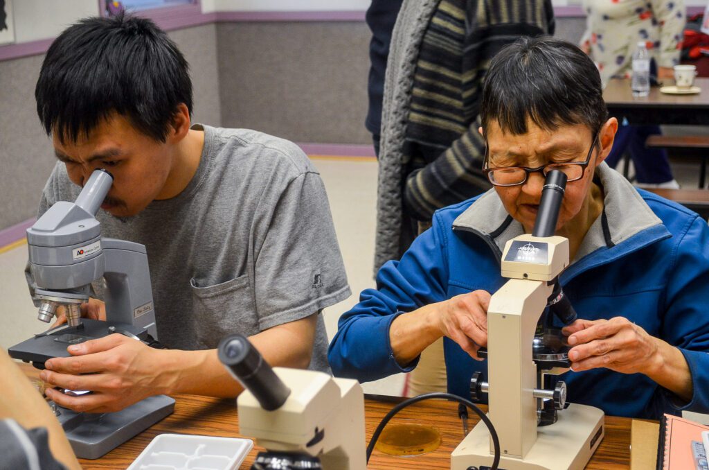 Last summer, residents of Gambell and Savoonga tested water samples for contaminants as part of an environmental health course led by Alaska Community Action on Toxics (ACAT). Photo: Kristin Leffler, KNOM.