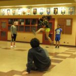 Nome athletes practice for One-Foot High Kick. Photo: Laura Kraegel, KNOM.