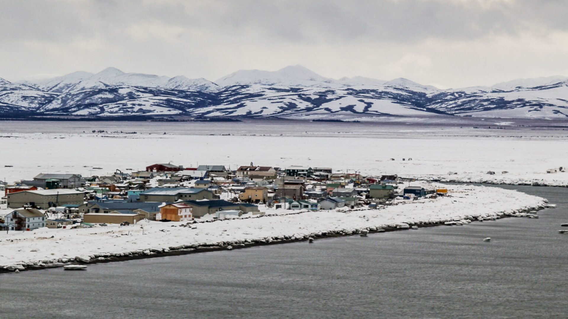 Aerial view of Unalakleet, KNOM photo.