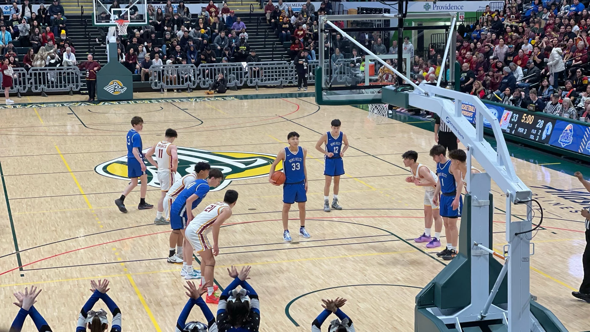 Richard Cross prepares to take a free throw at the Alaska 3A State Championship. Janice Homekingkeo photo.