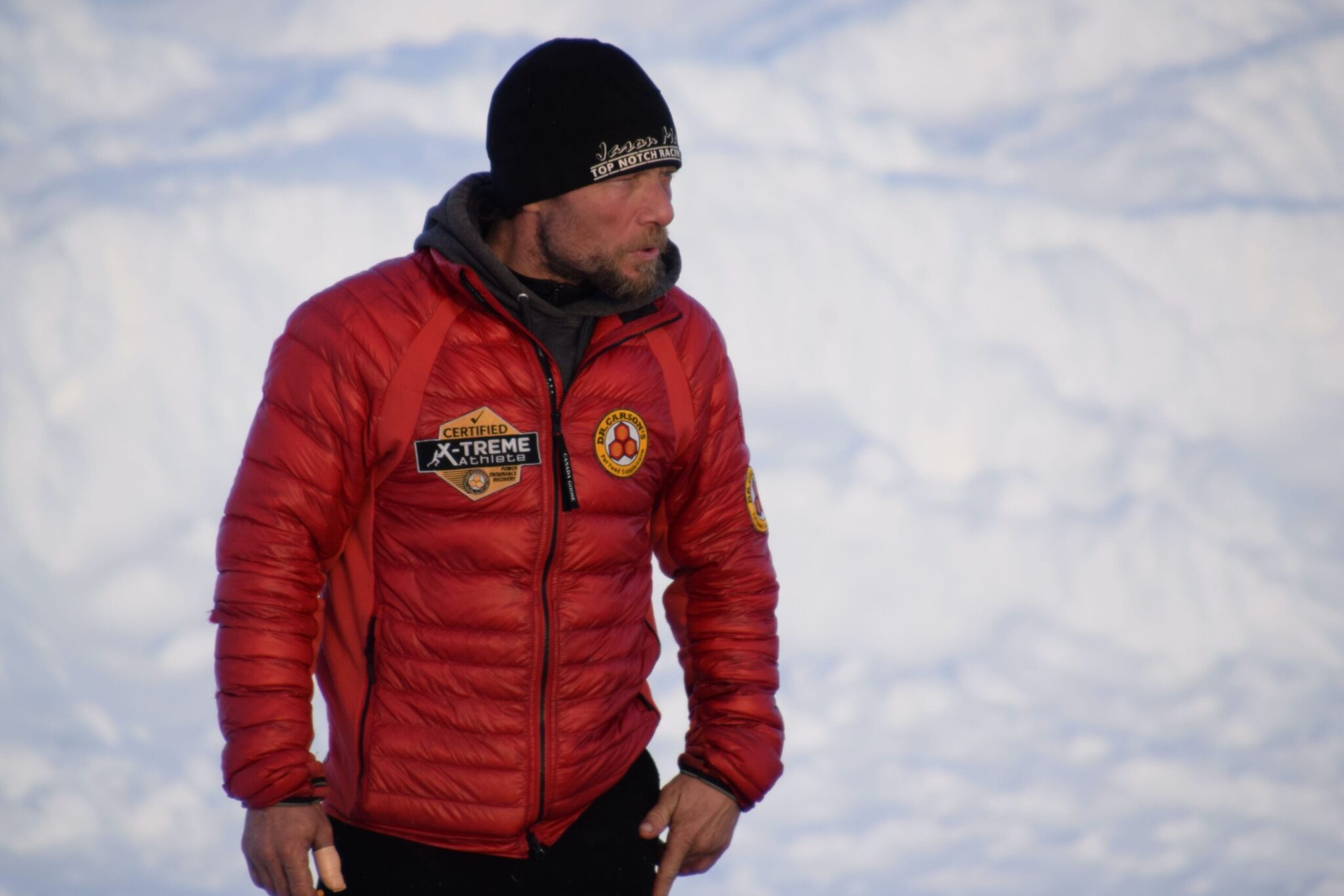 a man in a red jackegt