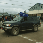 Lauren, Karen, and Zoe represent KNOM in Nome's 4th of July parade. Photo: KNOM.