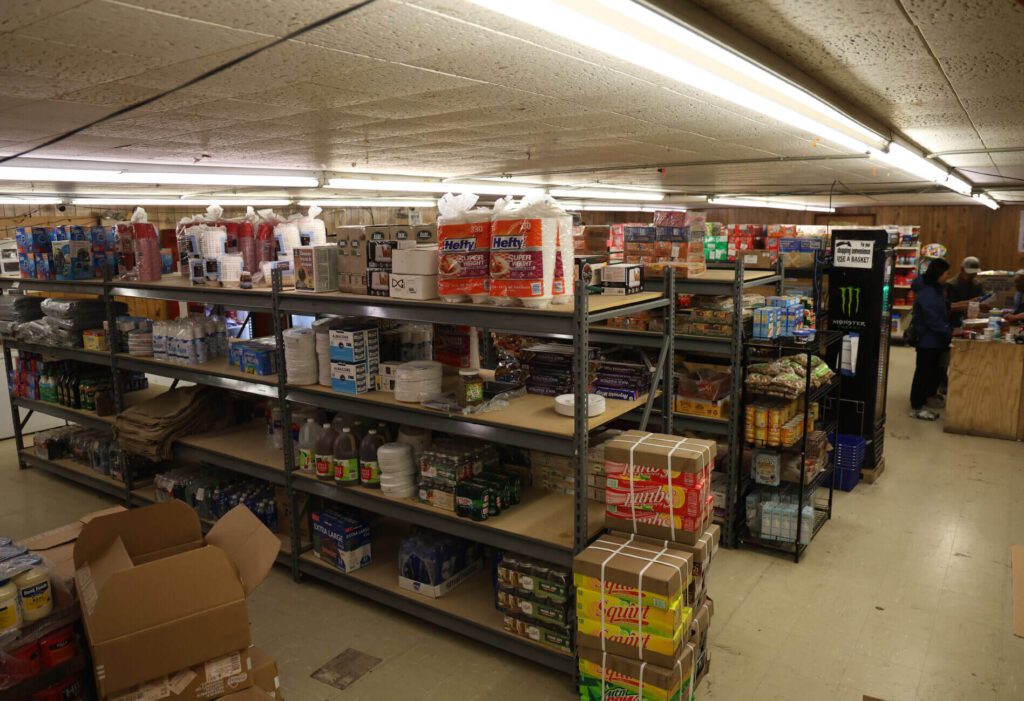 Stebbins’ store, temporarily located in the city building. Ben Townsend photo.