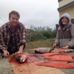 Preparing fish caught with Mitch and Rosa in the Nome River. Photo: Rosa Schmidt