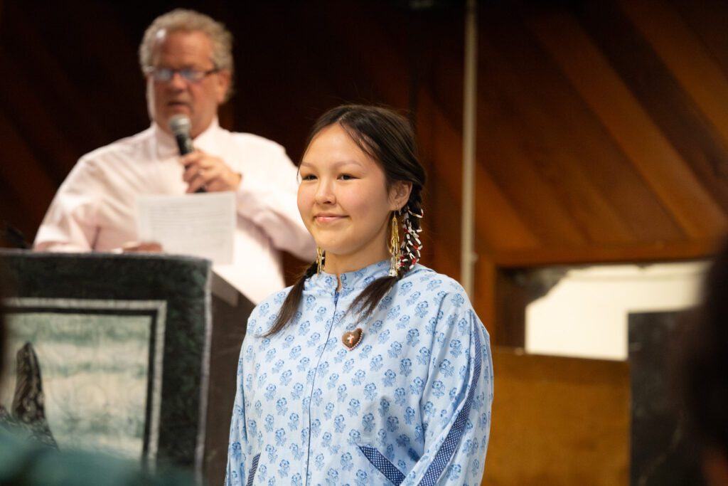 Charity Lewis presents her outfit to the judges and audience. Ben Townsend photo.