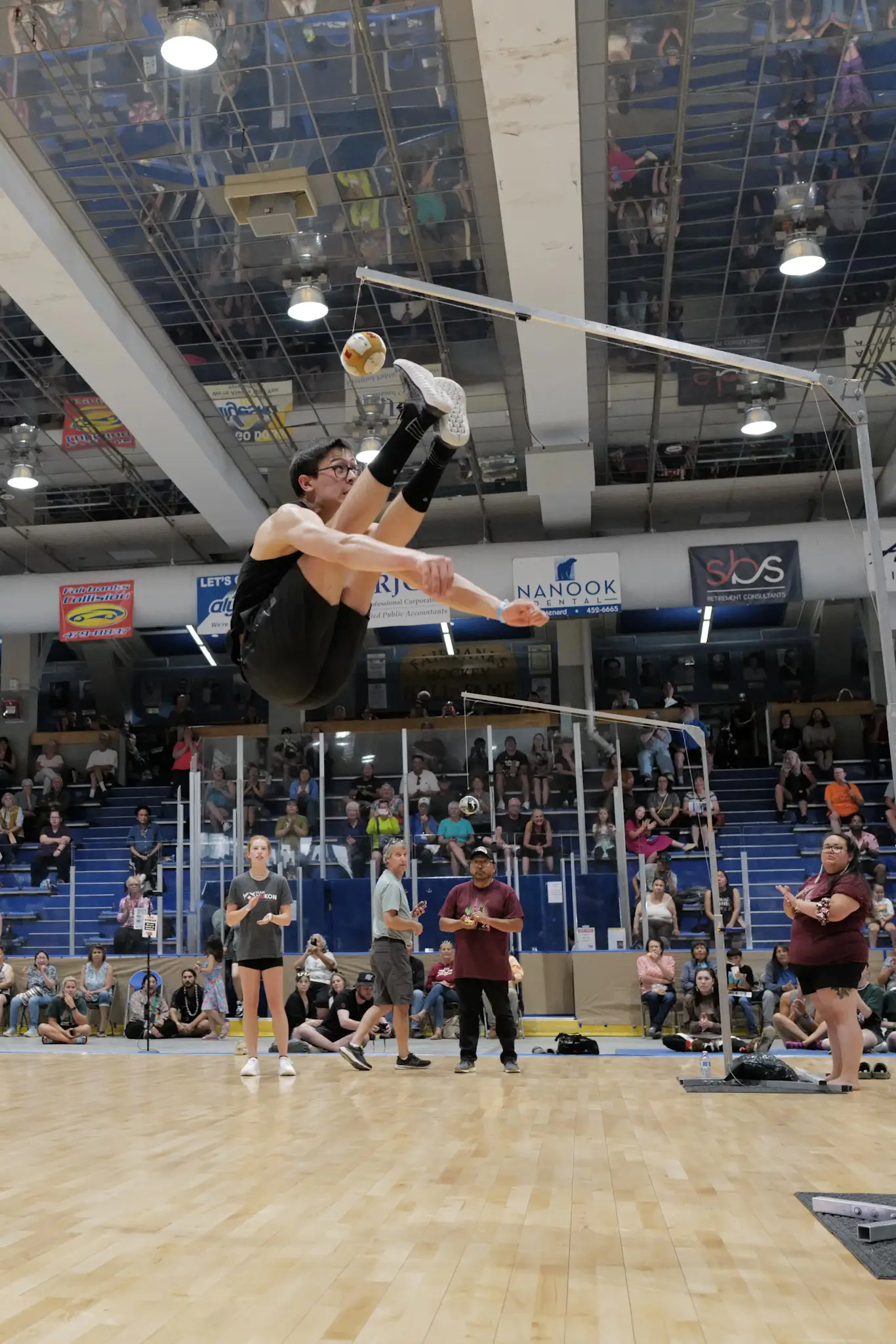 Parker Kenick competing in the Two-Foot High Kick event at WEIO 2024. Photo courtesy of Logan Hebel.