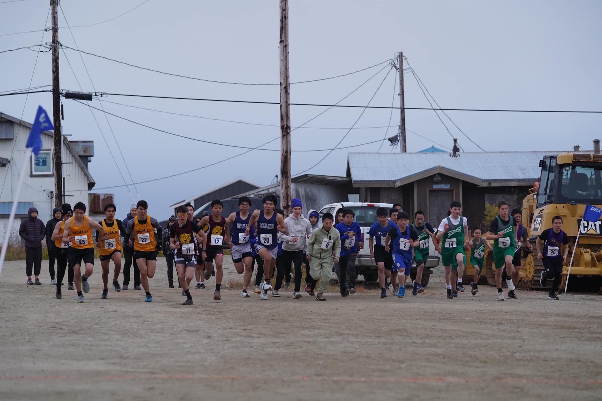 Racers set off at the start of the boys' BSSD XC Conference meet held in Golovin. Photo courtesy Thurman Jack.