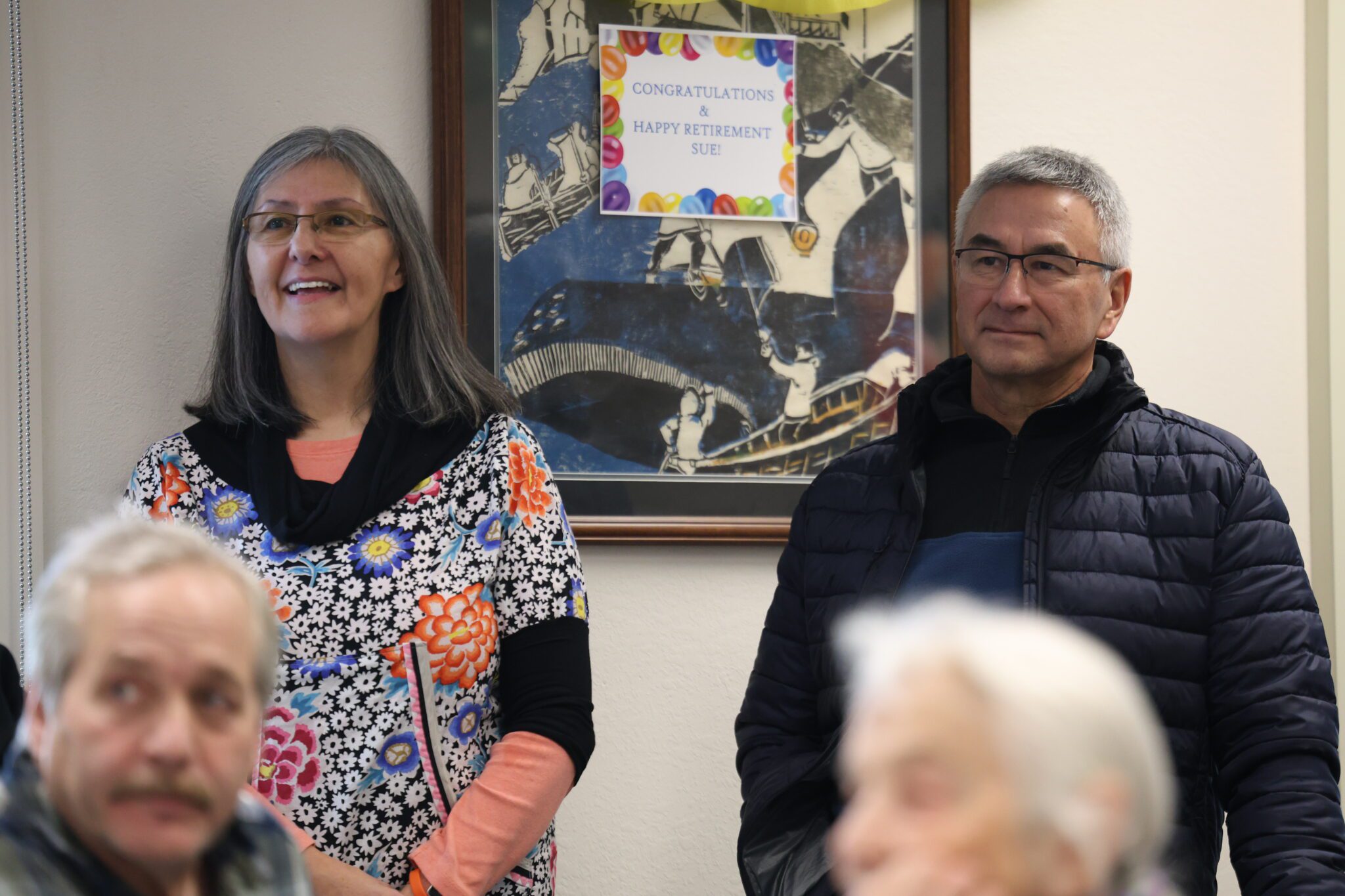 Sue Luke and her partner, Don Stiles, listen as speakers take turns sharing stories via Zoom. Ben Townsend photo. 