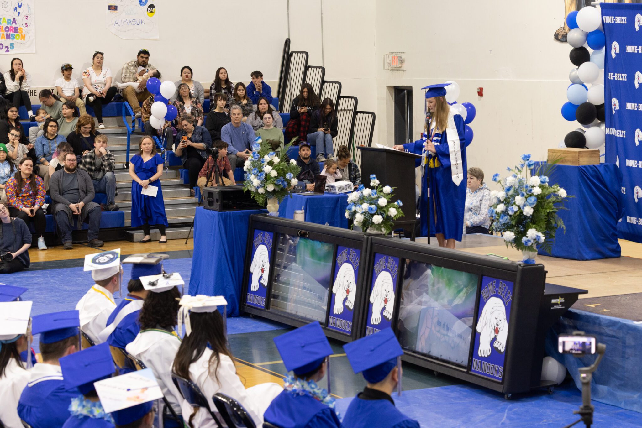 Lauren Kingstrom delivering her graduation speech. Laura Davis Collins photo.