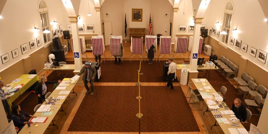 Old St. Joe's Church on the morning of the 2024 General Election. Ben Townsend photo. 