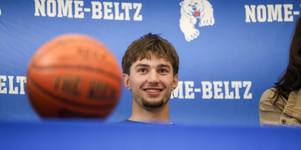 Nome-Beltz senior Finn Gregg at a National Letter of Intent signing ceremony. Ben Townsend photo. 