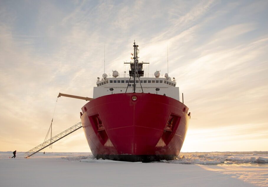 ARCTIC OCEAN – The U.S. Coast Guard Cutter Healy (WAGB-20) is in the ice Wednesday, Oct. 3, 2018, about 715 miles north of Barrow, Alaska, in the Arctic.  The Healy is in the Arctic with a team of about 30 scientists and engineers aboard deploying sensors and autonomous submarines to study stratified ocean dynamics and how environmental factors affect the water below the ice surface for the Office of Naval Research. The Healy, which is homeported in Seattle, is one of two ice breakers in U.S. service and is the only military ship dedicated to conducting research in the Arctic. (NyxoLyno Cangemi/U.S. Coast Guard)