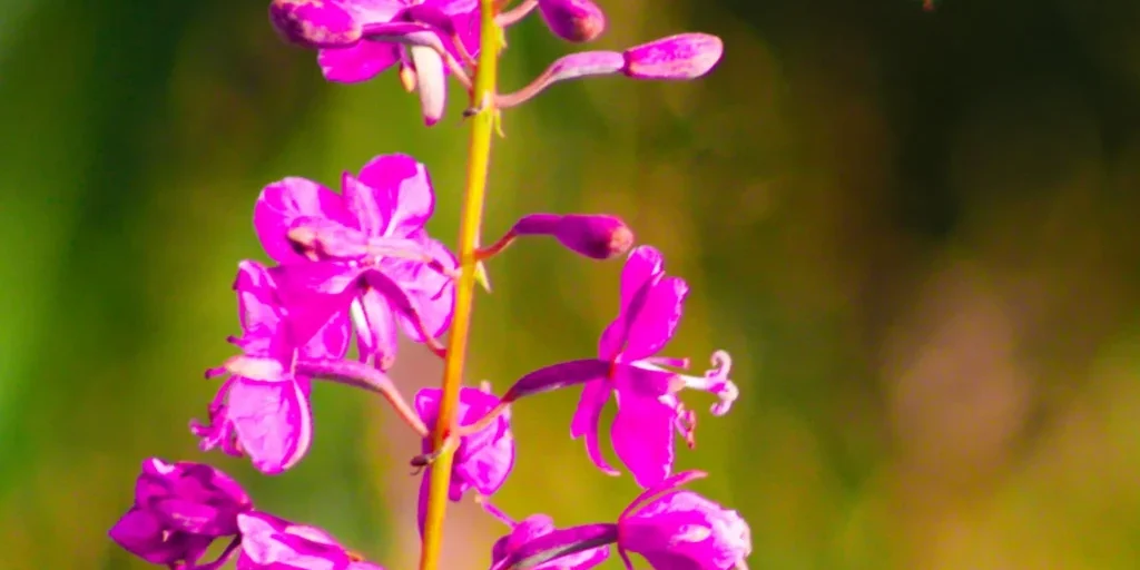 A bumble bee flies near fireweed in Nome. Miranda B. Musich photo, KNOM.