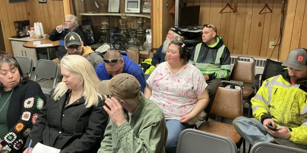 Citizens pack rows of chairs before the start of a Nome Common Council meeting on May 20. Ben Townsend photo.