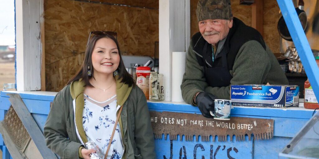 John Godsey, also known as "Caribou Jack," poses with Teresa Trigg. Wali Rana photo.