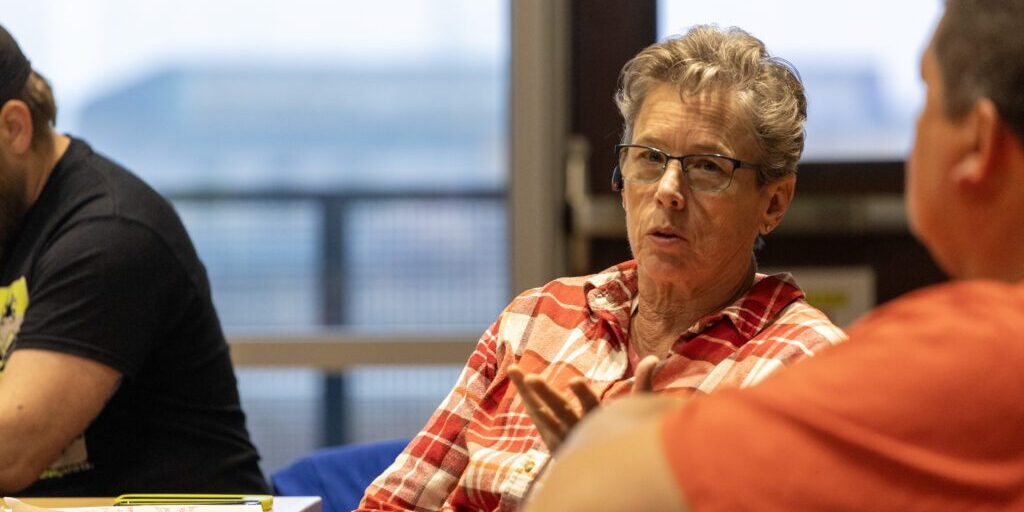 Joy Baker discusses the status of various projects at a Nome Port Commission meeting held on September 19, 2024. Ben Townsend photo. 