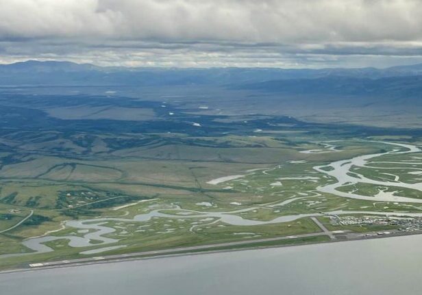 An aerial view of Unalakleet. Photo courtesy of Kelsi Ivanoff. 