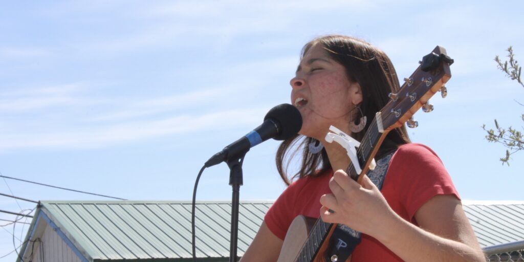 Selma Casagranda serenaded audience members with a few of her original songs. Casagranda is from Seward and one of four finalists from KNOM's 2023 American Idol search.